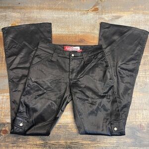 Vintage 90’s Y2K Lazer Jeans Black Satin Bootcut Cargo Pants